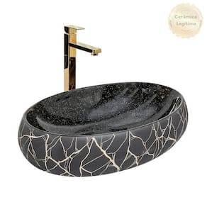 Kit Cuba Pia Louça Cerâmica Banheiro C/torn E Vál Dourada 10