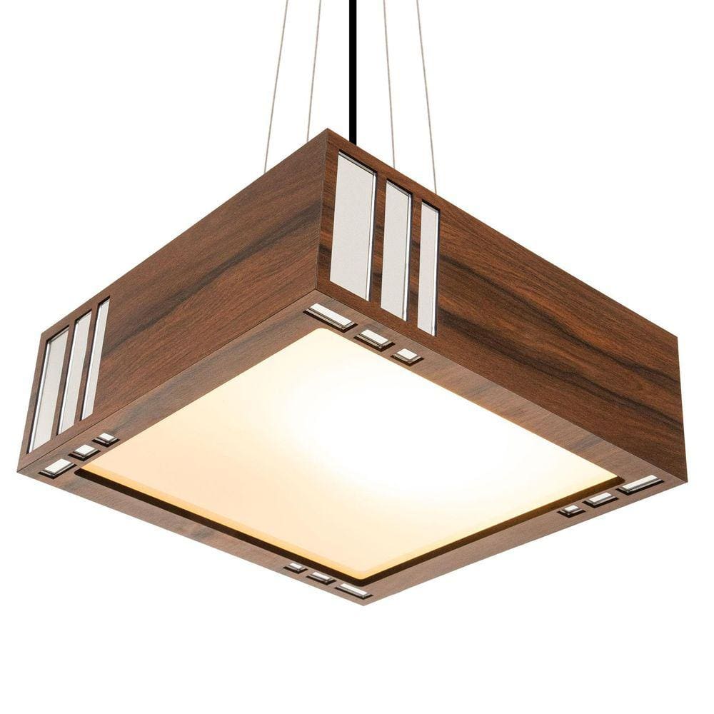 Lustre Decorativo Madeira Pendente Madeiro Mirror 45Cm