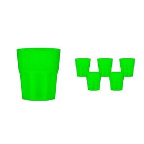 Kit 6 Copos Mini Roma Verde Neon 300Ml Plástico Premium