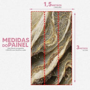 Papel De Parede Painel 3D Mármore Cinza Com Dourado 1,5M