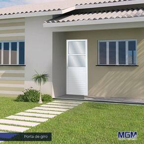 Porta de Alumínio 210x70cm com 2 Vidros Mini Boreal Linha Solida MGM Branco
