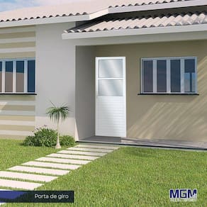 Porta de Alumínio 210x90cm com 2 Vidros Lisos Linha Solida MGM Branco