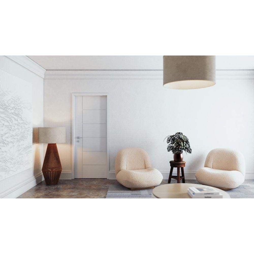 Porta de Madeira 210x82cm Mso Eucaplac Frisada Elegance Eucatex Branco Max