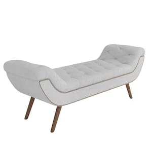 Puff Recamier Calçadeira 195cm Pés Palito Madeira Venêto P02 Bouclé Branco - Mpozenato