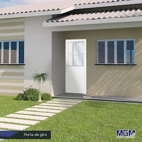 Porta de Alumínio Postigo 210x90cm com 2 Vidros Lisos Linha Solida MGM Branco