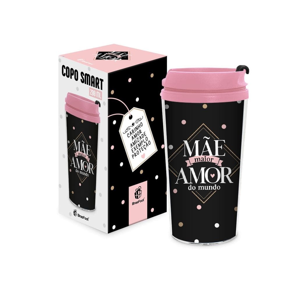 Copo Smart - Mãe Amor e Carinho 200ml - Presente Café/Choco
