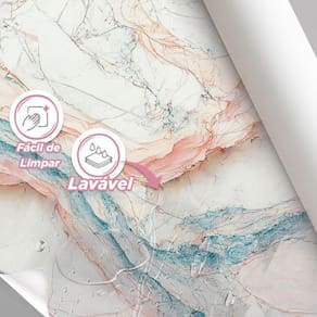 Papel De Parede Painel 3D Mármore Rosa E Azul Brilhoso 3M