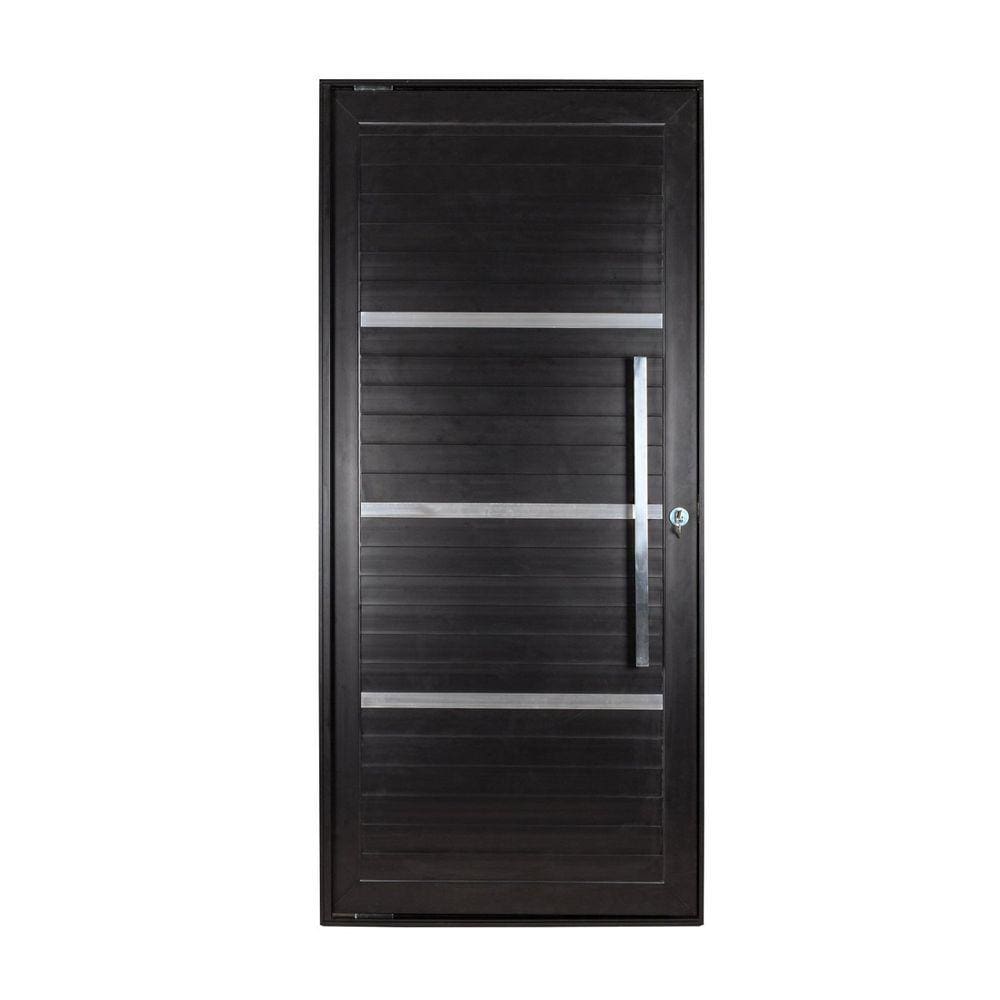 Porta Lambril Pivotante com Puxador e Friso Esquerda Topsul 220x120cm Esquadrisul Preto