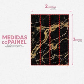 Papel De Parede Painel 3D Mármore Preto Fio Ouro 2M