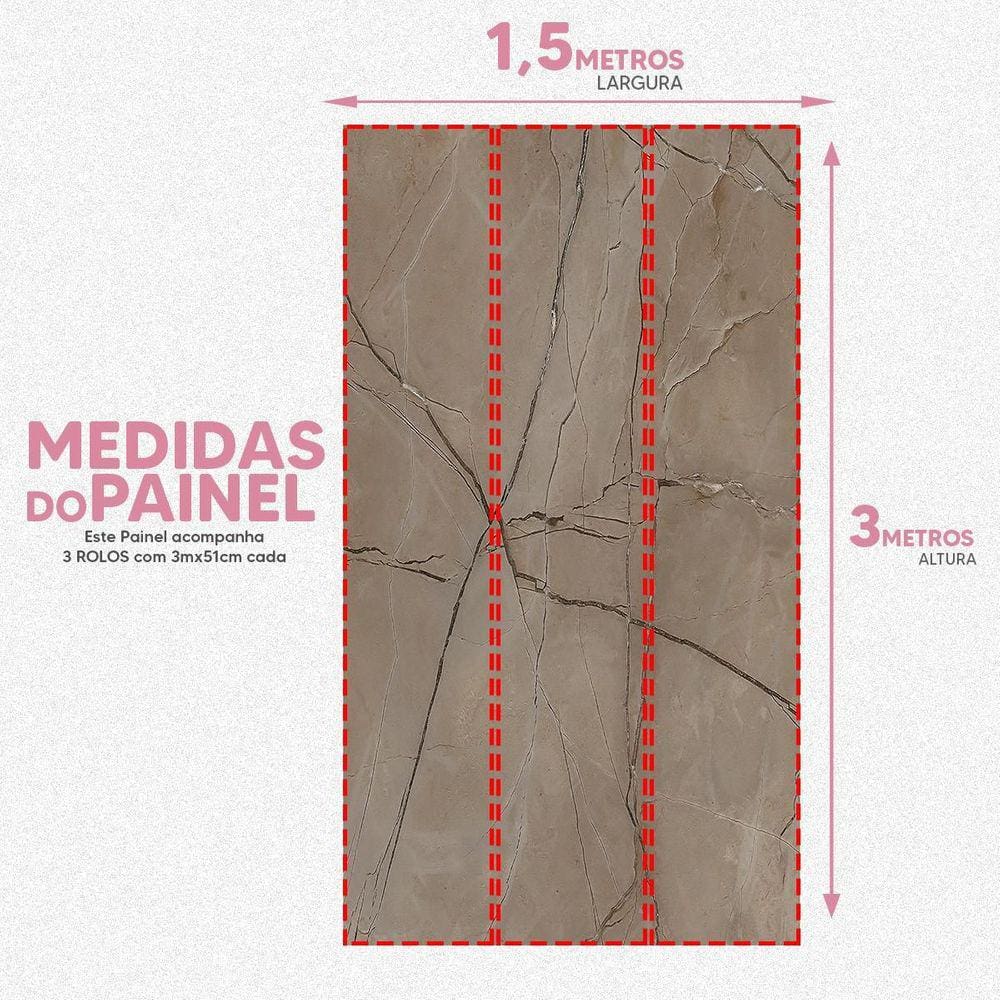 Papel De Parede Painel 3D Mármore Marrom Imperial Viníl 1,5M
