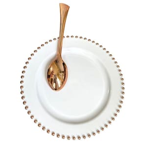 Prato Sobremesa Acrílico Detalhe Bolinha Rose + Colher-18Un