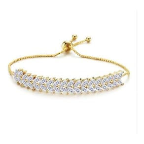 Pulseira Bracelete Dourada Com Zircônia Noiva Debutante Luxo