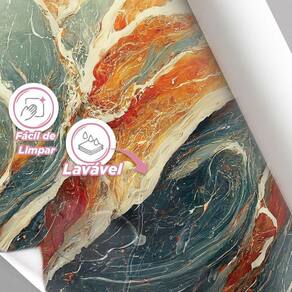 Papel De Parede Painel 3D Mármore Branco Cinza Vermelho 2M