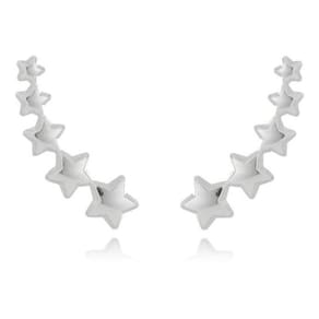 Brinco Ear Cuff Estrelas Folheado Antialérgico - Prateado