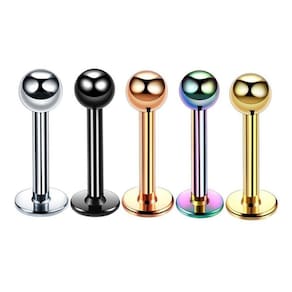 10 Piercings Tragus Medusa Bolinha 3 Mm Aço - Preto 6 Mm