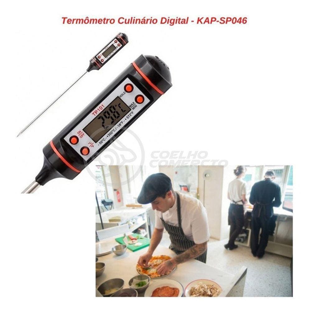 Termômetro Culinário Cozinha Digital Mede -50ºc A +300ºc