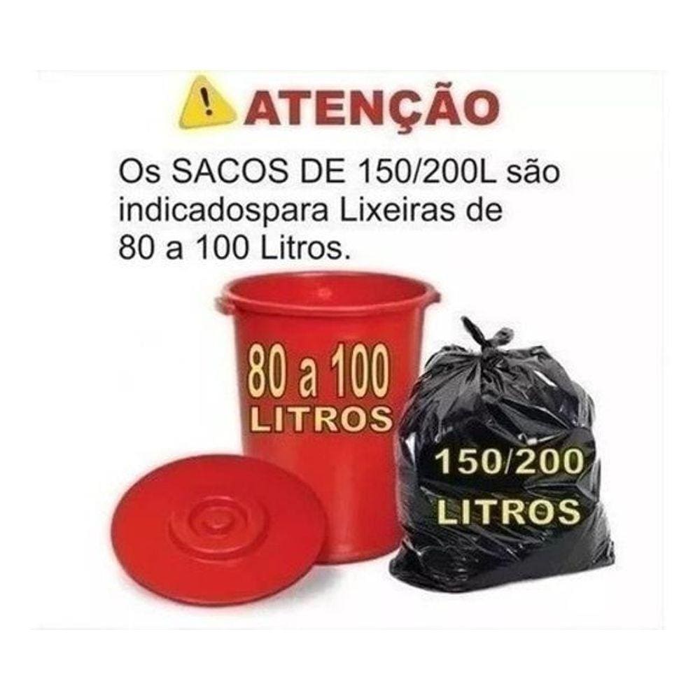 200 Unidades Saco De Lixo 100 Litros Reforçado Adc148