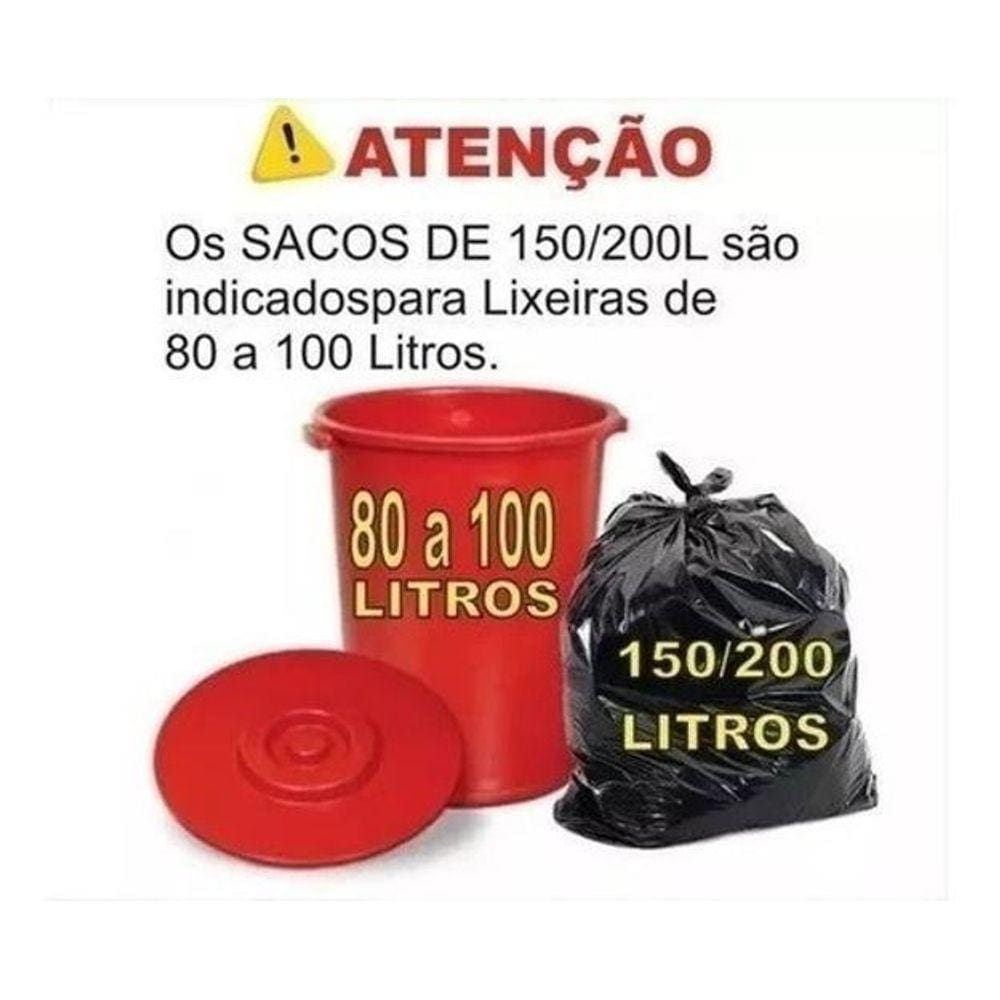 200 Unidades Saco De Lixo 100 Litros Reforçado Adc148