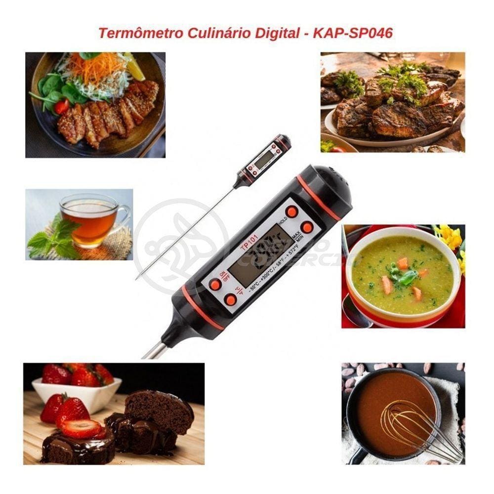 Termômetro Culinário Cozinha Digital Mede -50ºc A +300ºc