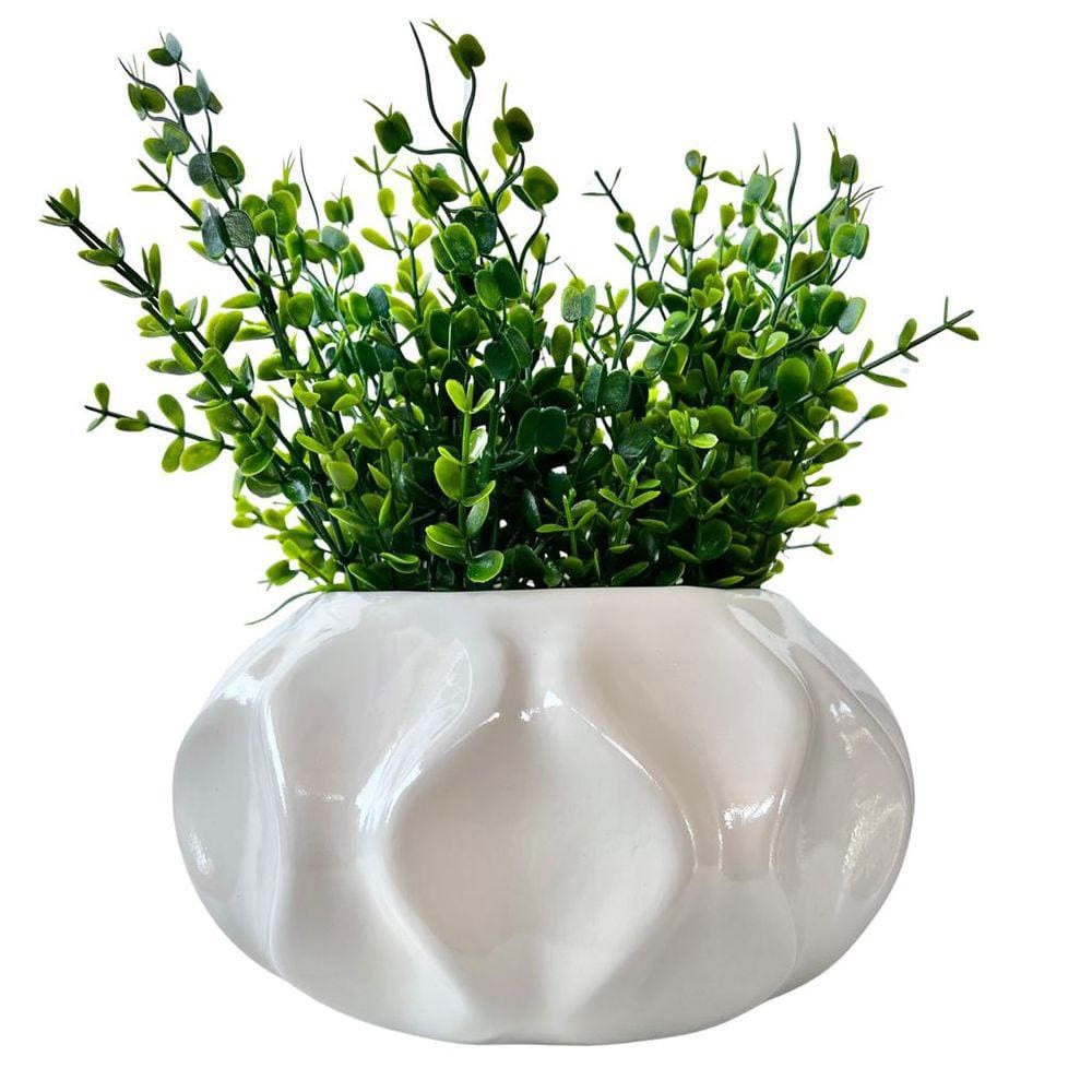 Vaso cachepot off onda ondulação 3D para mesa lateral