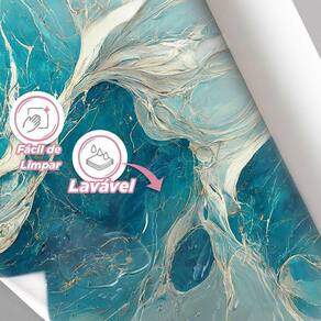 Papel De Parede Painel 3D Mármore Branco Azul Claro 4M