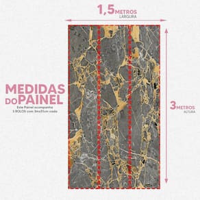 Papel De Parede Painel 3D Mármore Agata Com Dourado 1,5M