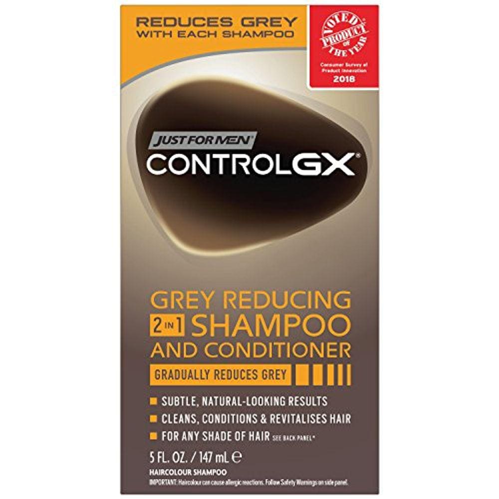Shampoo e condicionador redutor cinza Just For Men Control GX 2 em 1, 5 onças fluidas