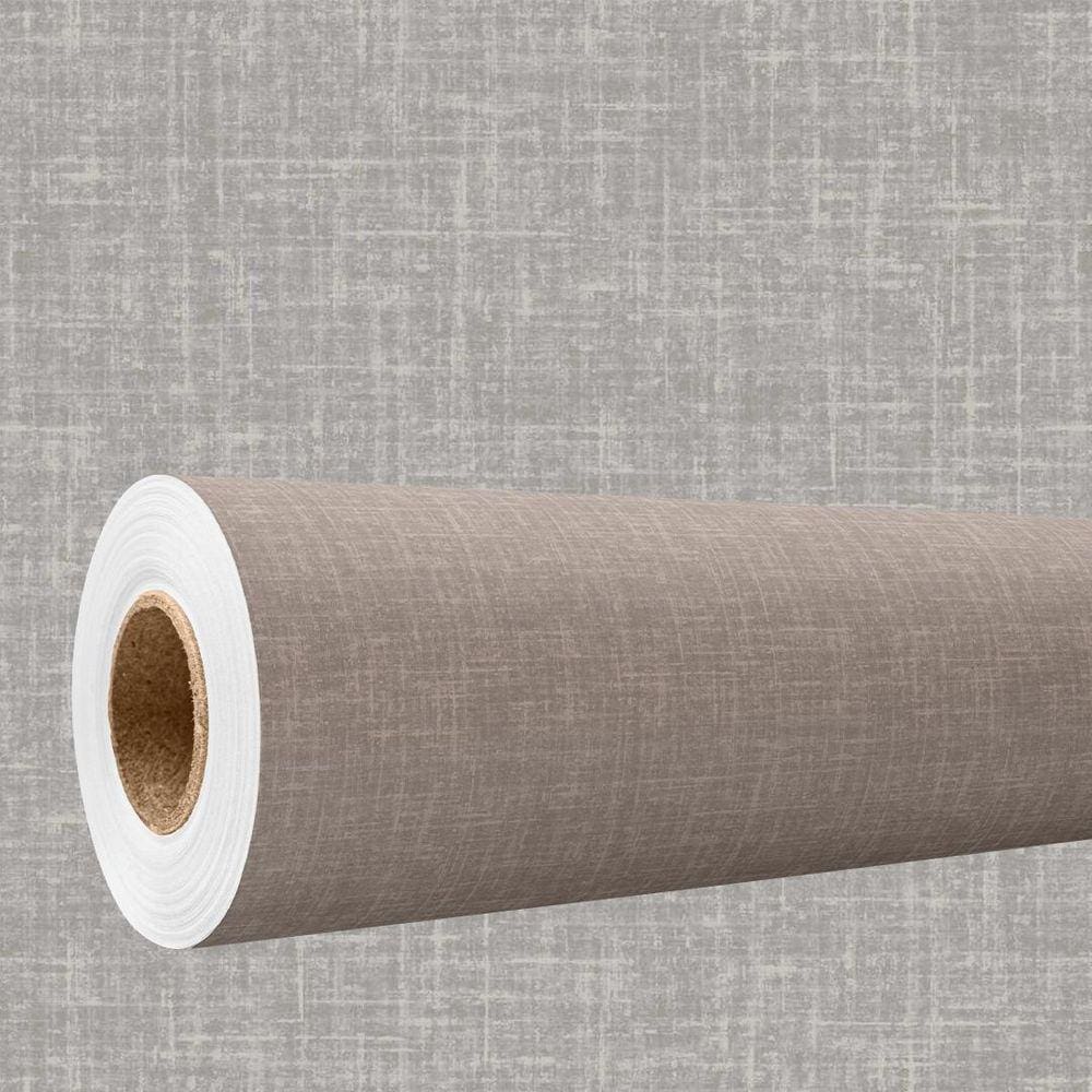 Papel De Parede Efeito Tecido Linho Cinza Texturizado 3M