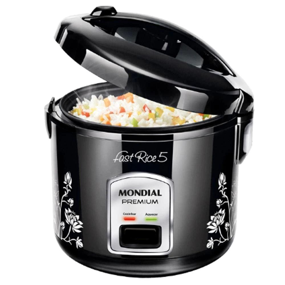 Panela Elétrica de Arroz Mondial Fast Rice 5 Premium Preta 5 Xícaras