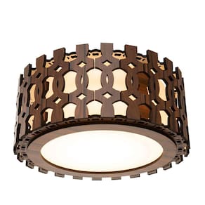 Lustre Decorativo Madeira Plafon Redondo Encantadas 25Cm