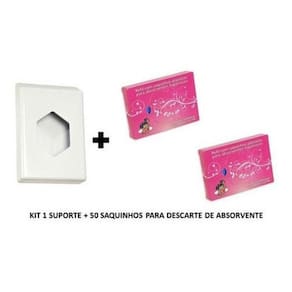 Kit 1 Suporte + 50 Saquinhos Refil Descarte De Absorvente