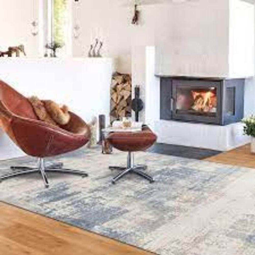 Tapete Turco Estonado Antilhas 200x300cm Des.9345 - Azul/bege