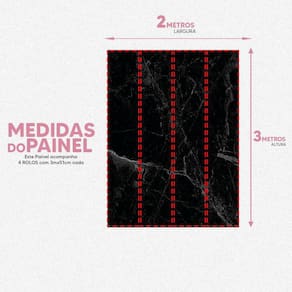 Papel De Parede Painel 3D Mármore Preto Vinilico 2M