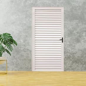 Porta Palheta de Alumínio 210 X 70cm Linha 25 Lado Esquerdo Esquadrias Bergame Branco
