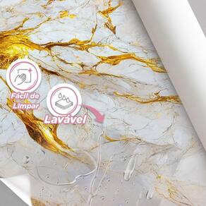 Papel De Parede Painel 3D Mármore White Dourado 1,5M