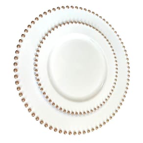 Kit Pratos Festa Luxo Acrílico Rose Jantar + Sobremesa 12Un