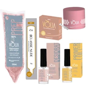 Preparadores Volia + Fibra De Vidro + Refil Gel Nude + Pote