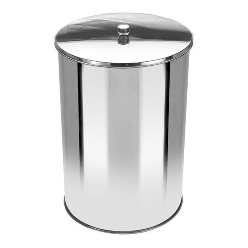 Lixeira Office Redonda Com Tampa Em Aço Inox 5 Litros