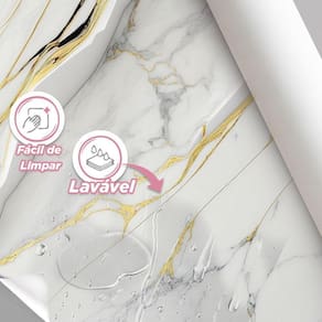 Papel De Parede Painel 3D Mármore Branco Com Ouro 1M