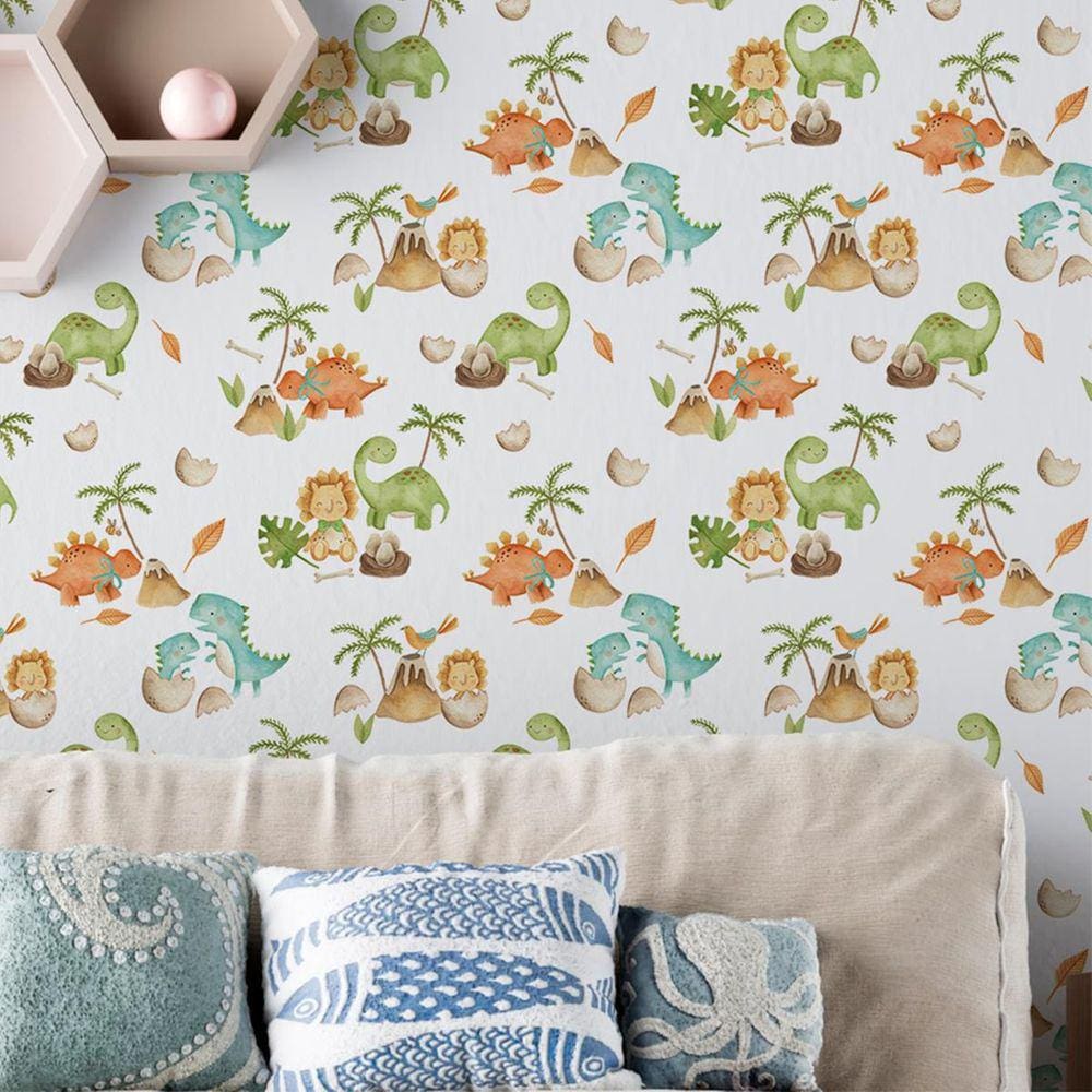 Papel De Parede Dinossauro Infantil Safari Quarto Menino 3M