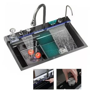 Cuba Gourmet Inox Premium Pia Cozinha Torneira Mangueira Cascata Agua Quente Fria Painel Monocomando