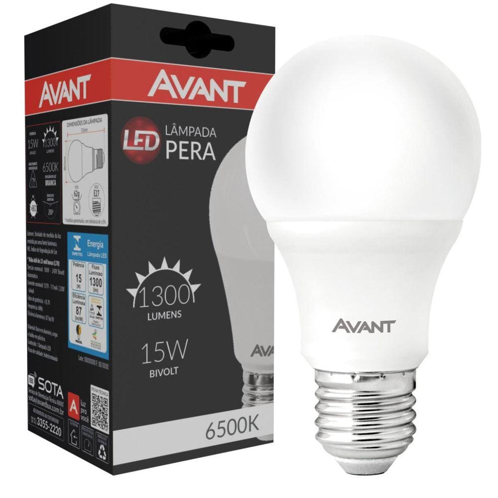 Lâmpada Led 15w Soquete E27 6500k Branca Fria Avant