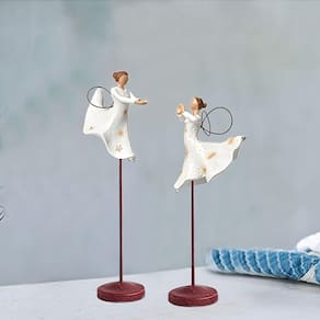 Escultura, estátua de anjo duplo, presente e ornamentos de família