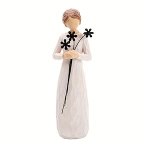 Escultura segurando flores de ferro, presente de Natal para meninas