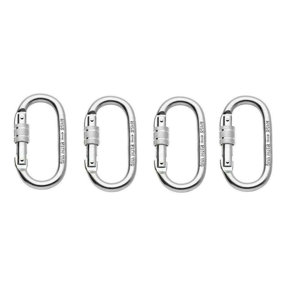 4 Mosquetão Oval Aço Trava Rosca 25Kn Nbr Ce En U