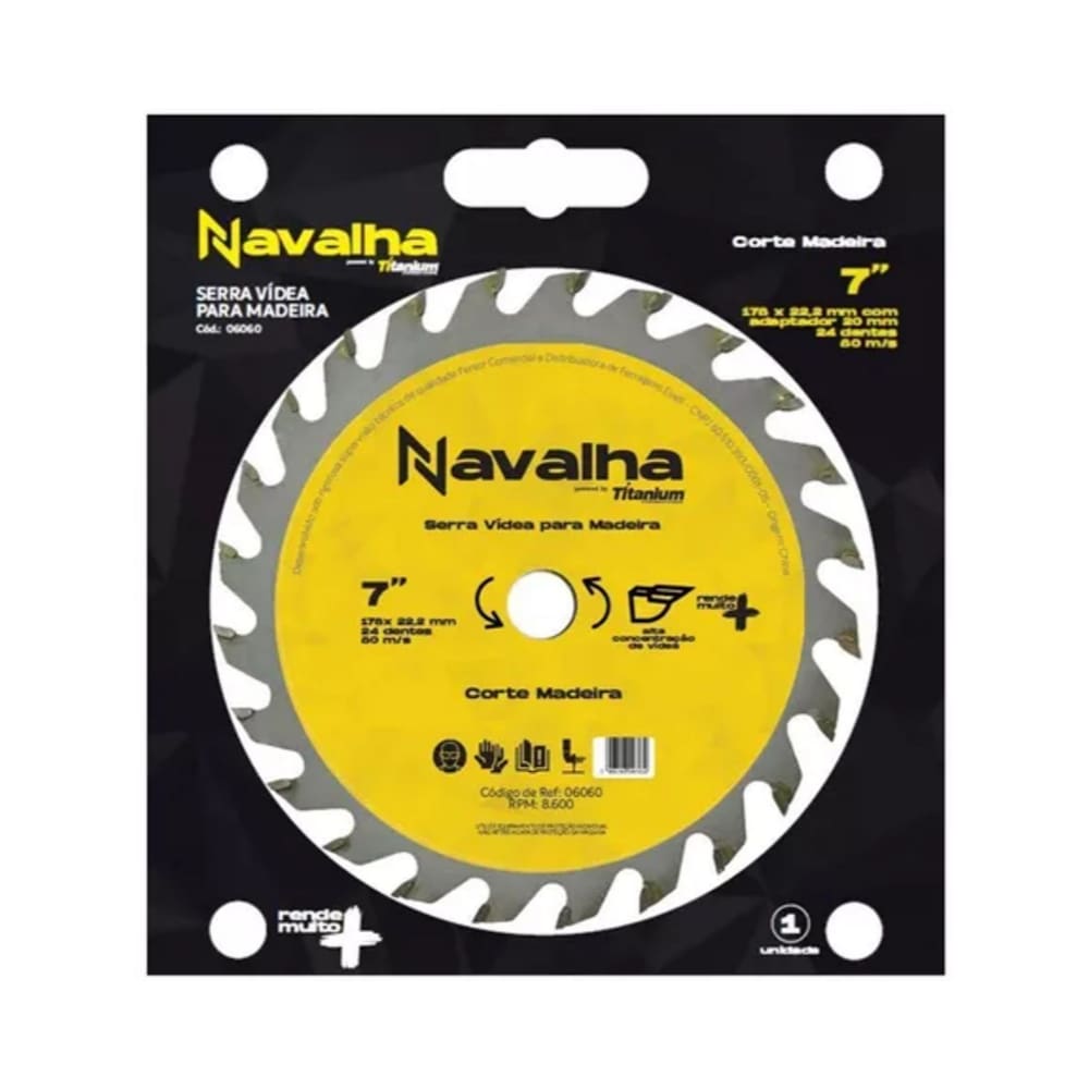 Serra Circular Madeira Navalha 7 180Mm X 24 Titanium - 06060