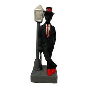 Escultura Zé Pelintra Preto 11 cm no Poste em Resina