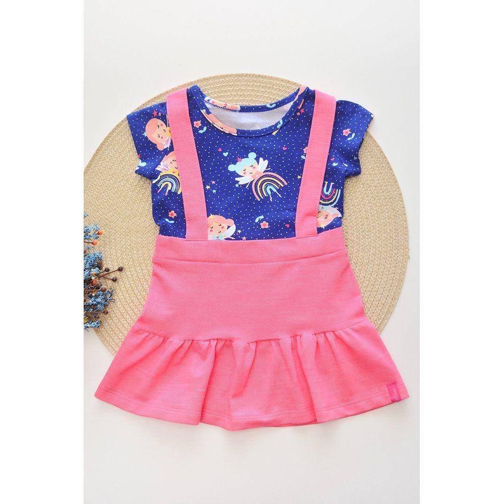 Vestido azul best sale com sapato rosa