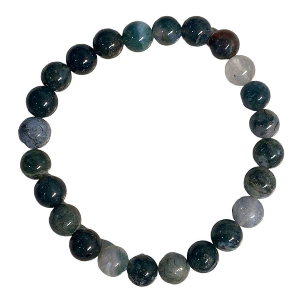 Pulseira Pedra Natural Ágata Indiana Verde 8mm Boas Energias