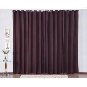 Cortina Em Malha 200X160 Com Ilhós Sala De Jantar - Tabaco